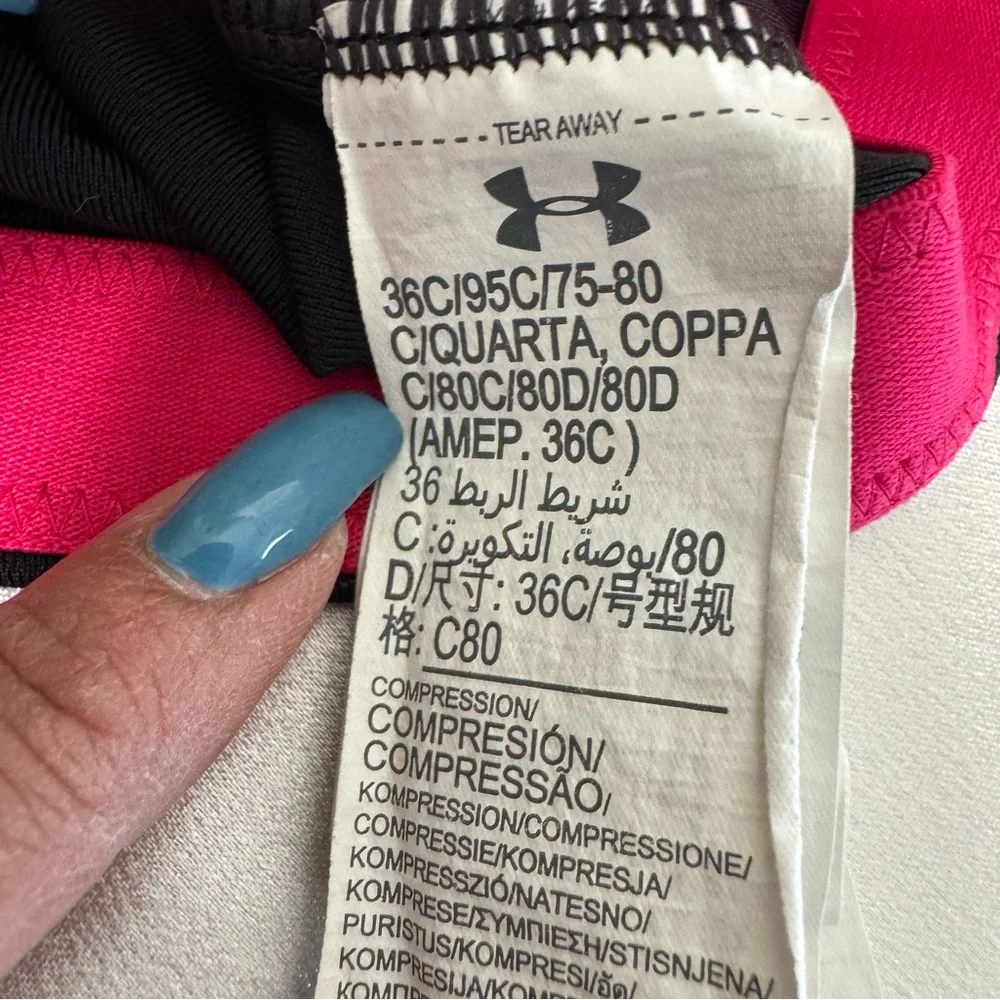 Under Armour Black and Pink High-Impact Sports Bra